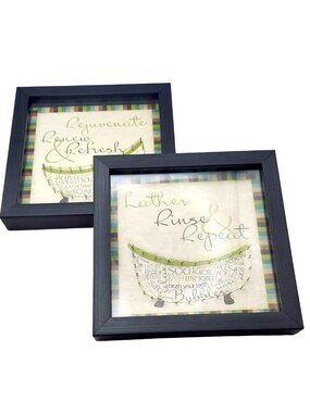 SD Graphics Bath Time Studio Framed Canvas Wall Art 8x8 Set Of 2 Contemporary